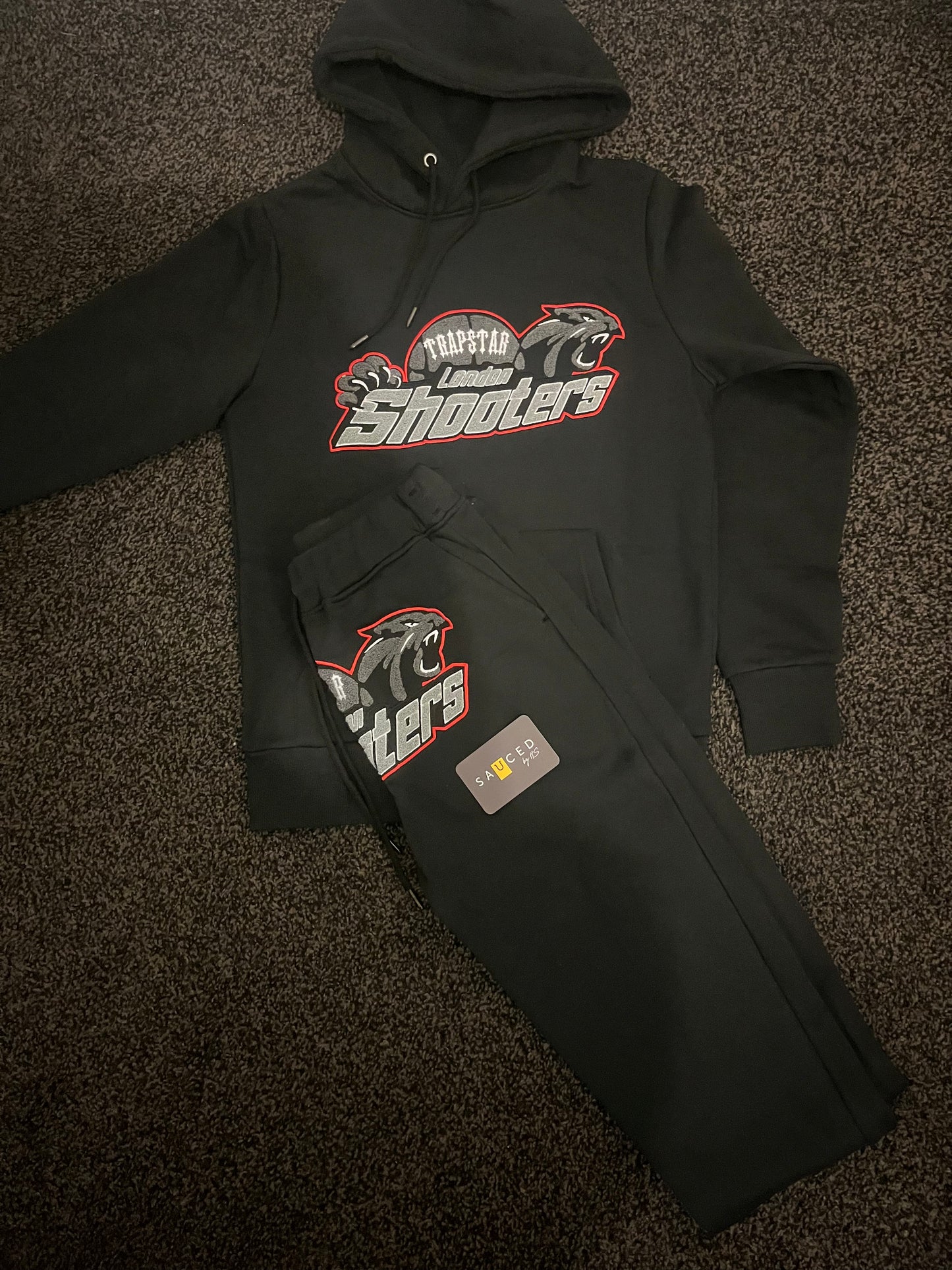 Trapstar London Shooters Hooded Tracksuit ~ Black/Red