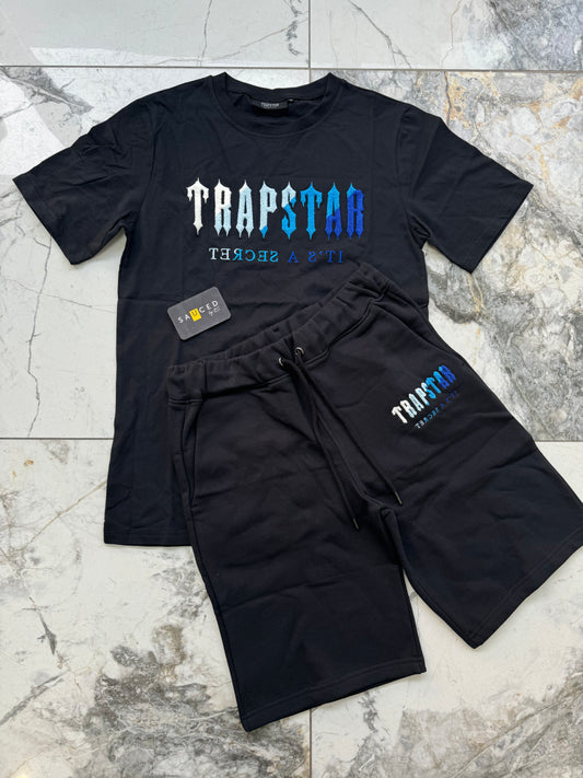 Trapstar Black Ice Chenille Decoded T-Shirt & Short Set