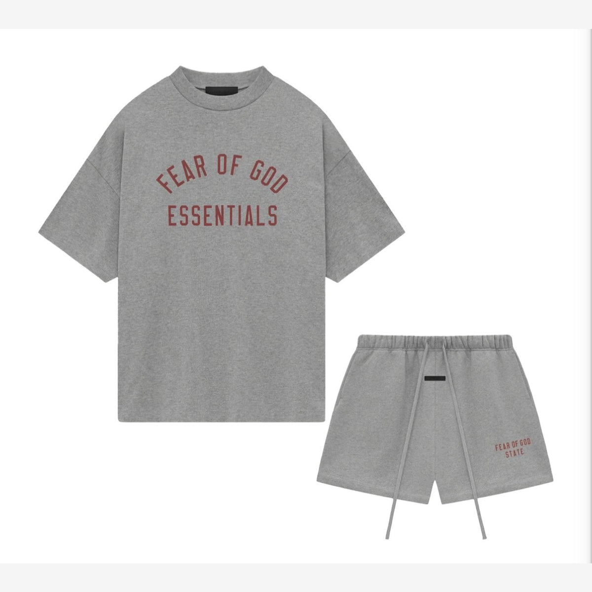 Ready to Ship – 'Dark Heather / Red' FW24 Tee & Short Set
