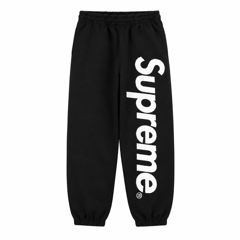 Black / White Supreme Appliqué Joggers - SaucedByHS