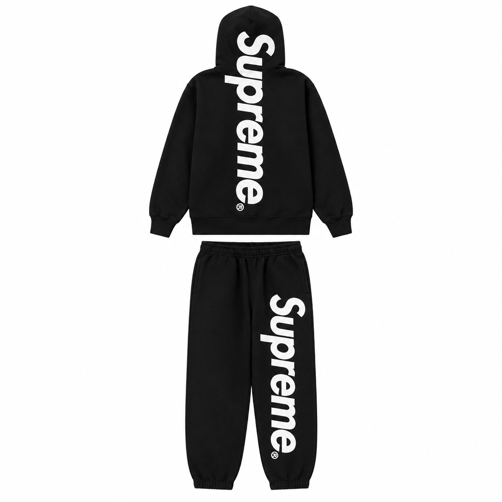 Black / White Supreme Appliqué Tracksuit - SaucedByHS