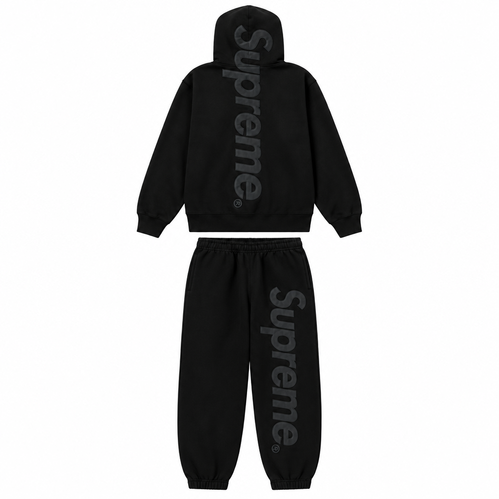 Triple Black Supreme Appliqué Tracksuit - SaucedByHS