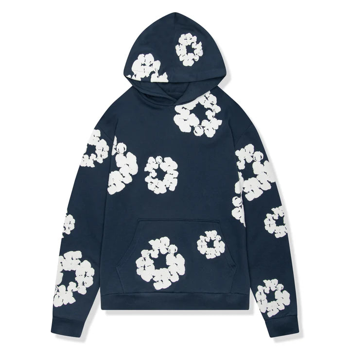 Navy / White Denim Tears Cotton Wreath Hoodie