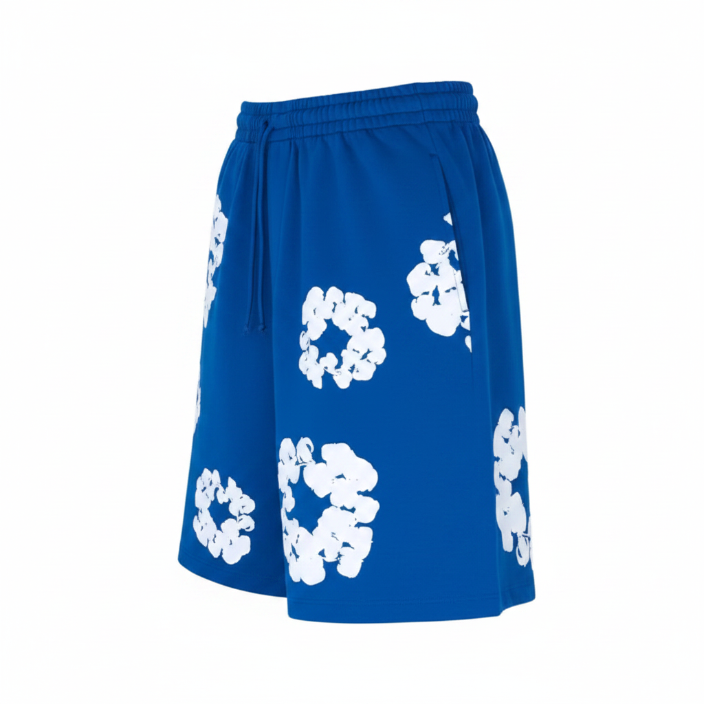 Royal Blue Denim Tears Cotton Wreath Shorts - view 2
