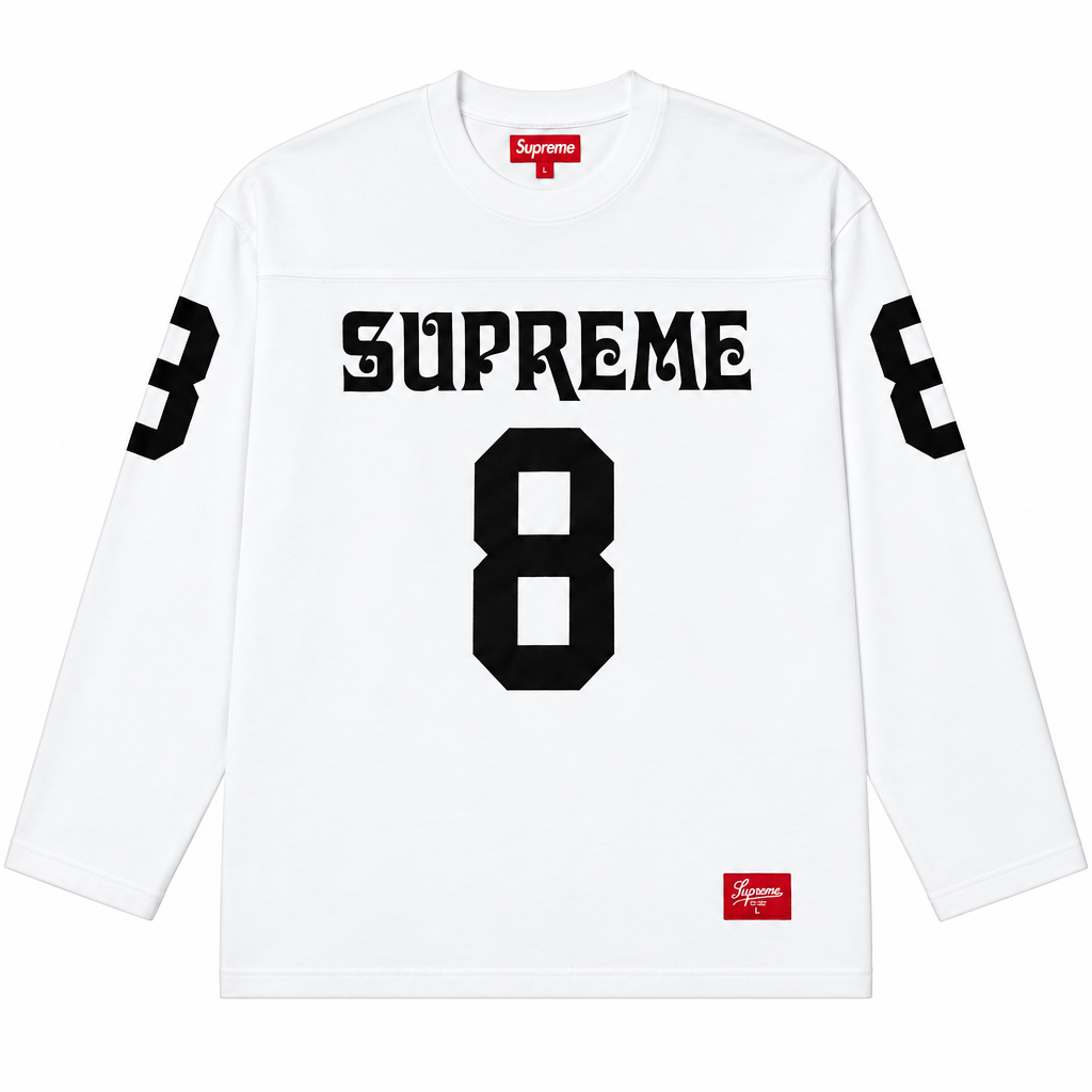 White jersey Supreme 8 back, best quality